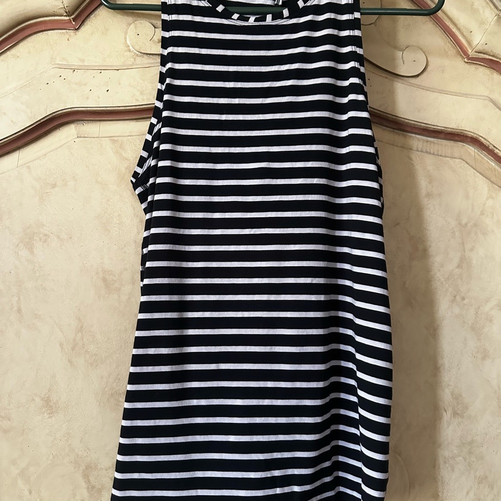 Lululemon Black/White Striped Sleeveless Tank with Open Back